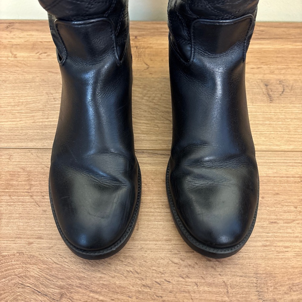 TORY BURCH Claremont Riding Boots Womens Black Size 8.5 Quilted Leather Back Zip - Picture 4 of 13
